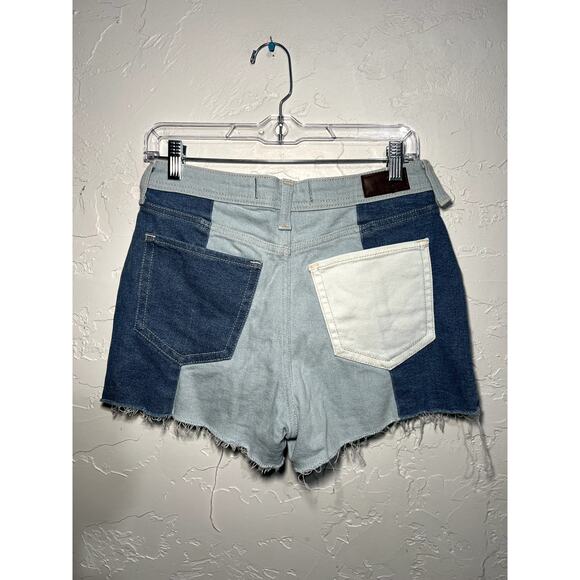 Hollister button fly patchwork raw hem high waisted shorts womens 28 eclectic - Picture 3 of 9